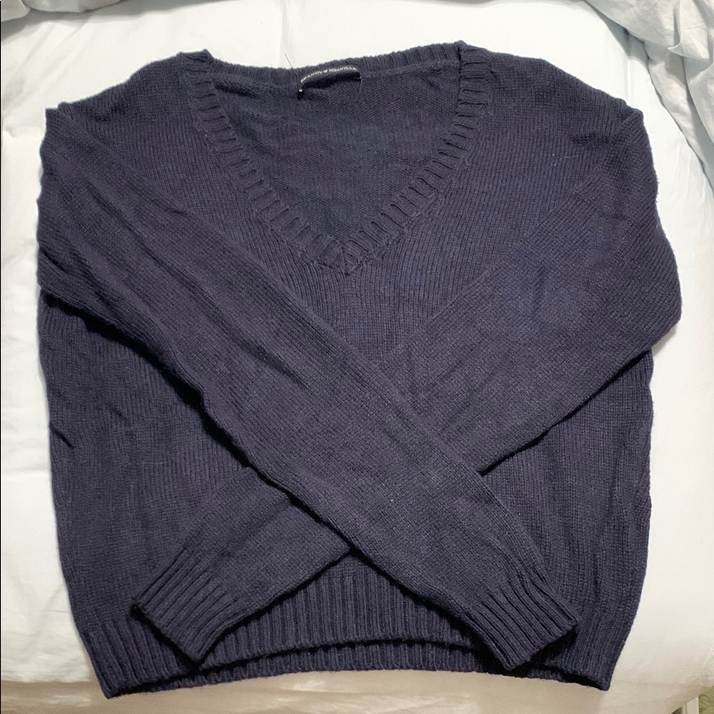 Brandy Melville Dark V-Neck Knit Sweater